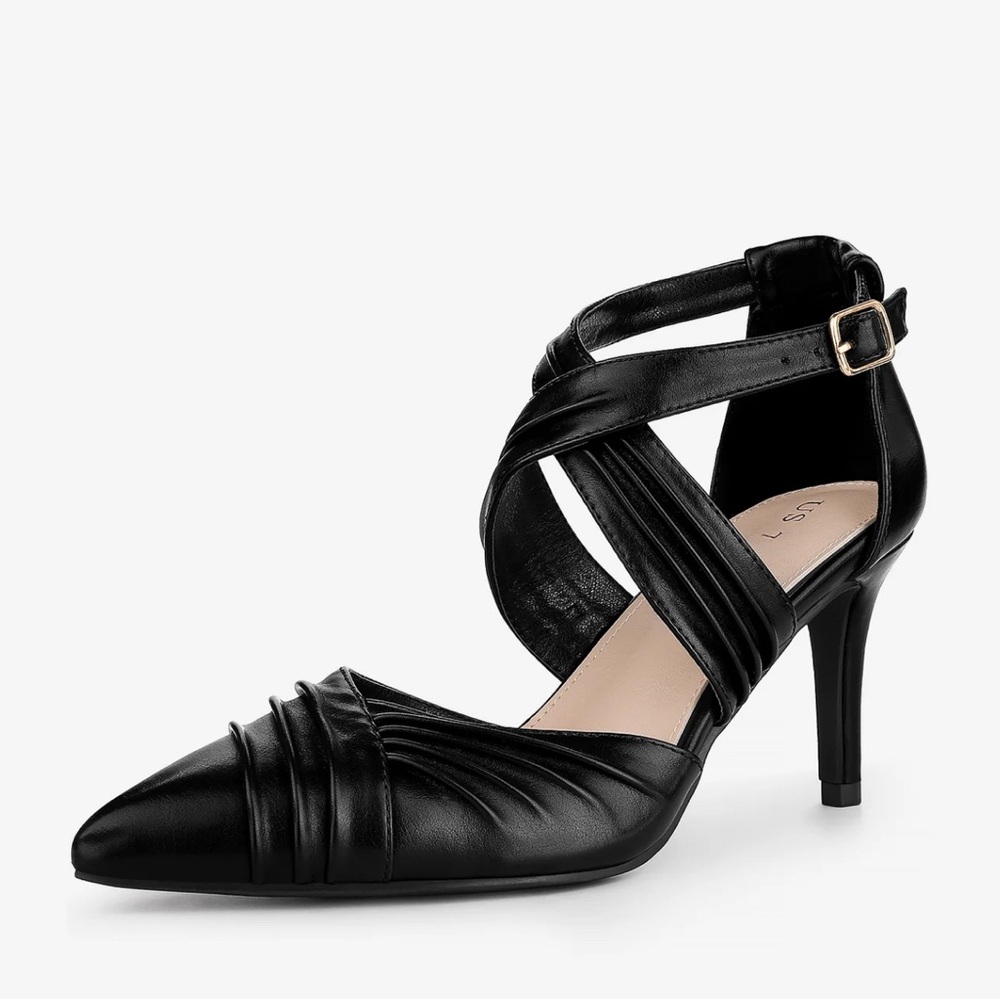 Allegra k pointed toe, cross straps, stiletto heel pumps